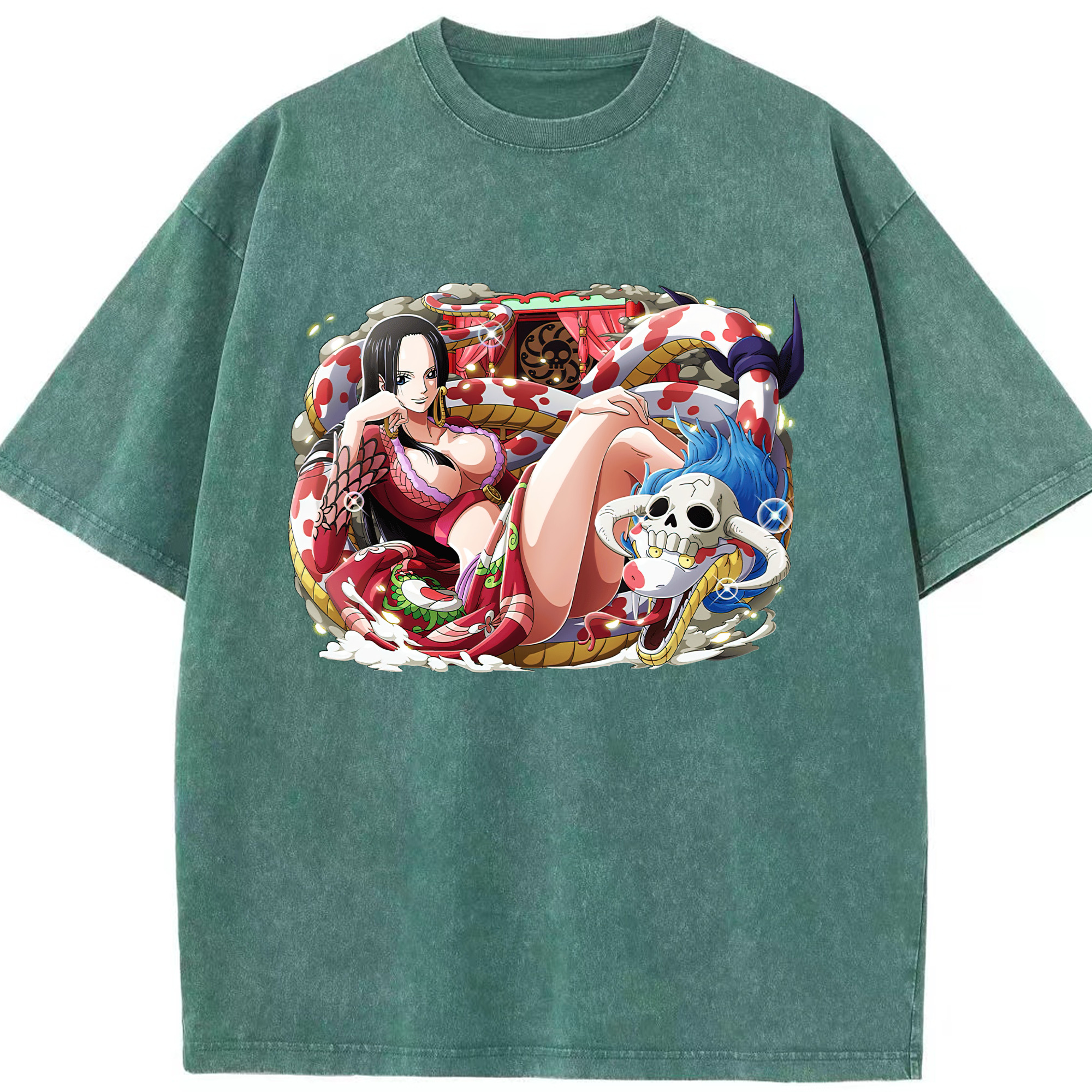 ワンピース ボア・ハンコック ONE PIECE Boa·Hancock 綿100% ヴィンテージ風 半袖Tシャツ（フロントプリント）